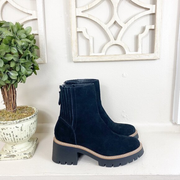 Dolce Vita Shoes - Dolce Vita Suede Lug Sole Heel Boots in Black Size 6.5